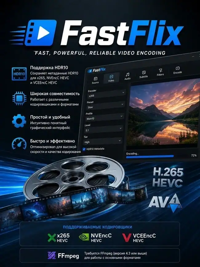 FastFlix 6.2.1 + Portable [Multi/Ru] скачать торрент